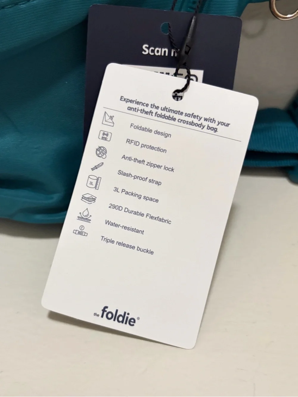 The Foldie Teal Waist Crossbody Bag RFID Blocking Travel Hand Free NWT